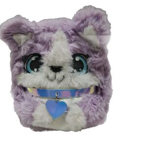 Claire's Girls’ Fuzzy Dog Mini Backpack Keychain Purple Holographic Collar Charm